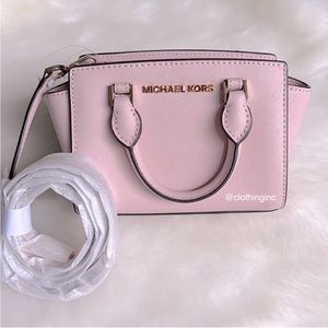 NWT Michael Kors Blossom Pink XS MINI Crossbody or XS Mini Purse w/Gold Hardware